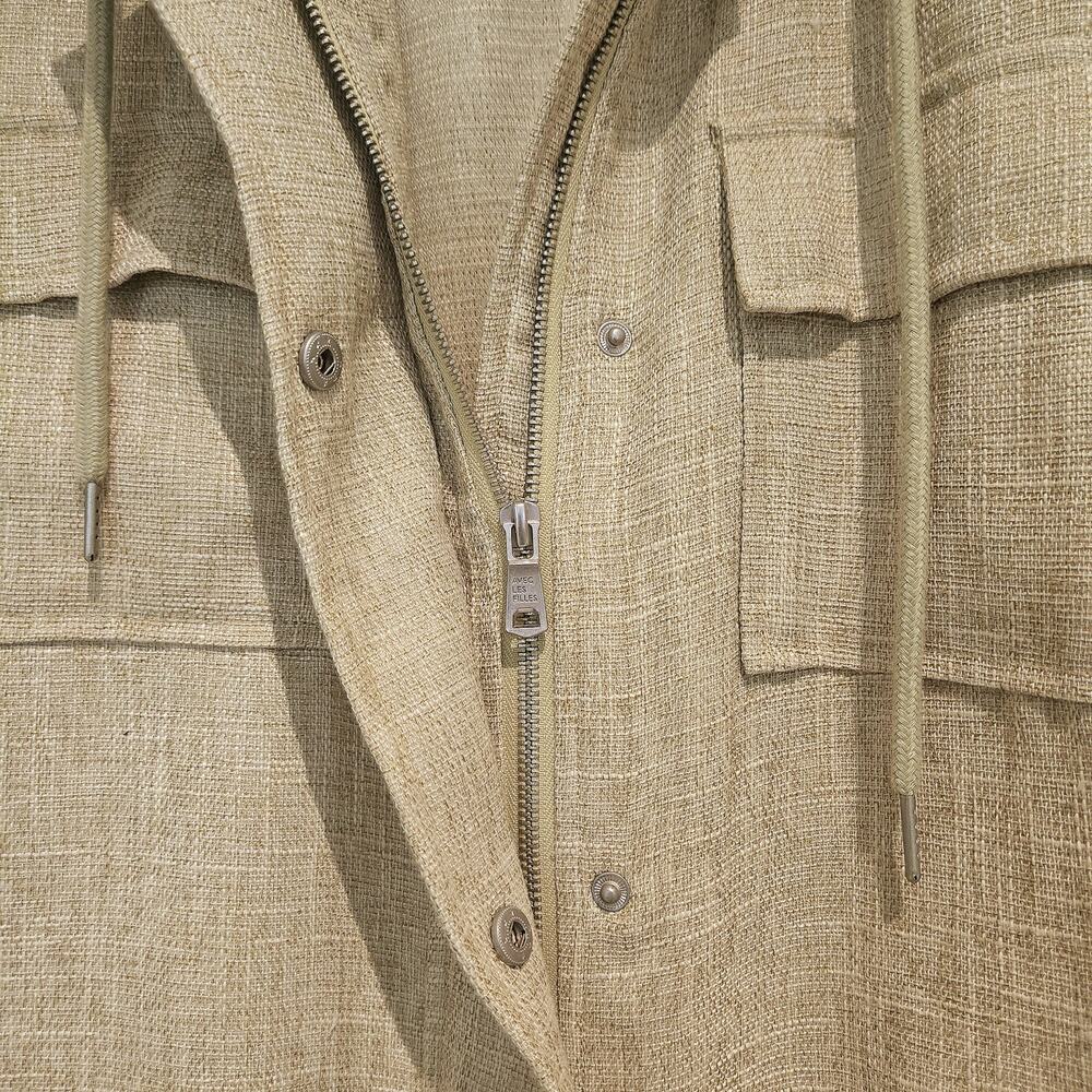 Avec Les Filles XL Linen-Look Boxy Light Green Hooded Utility Jacket - Picture 6 of 11